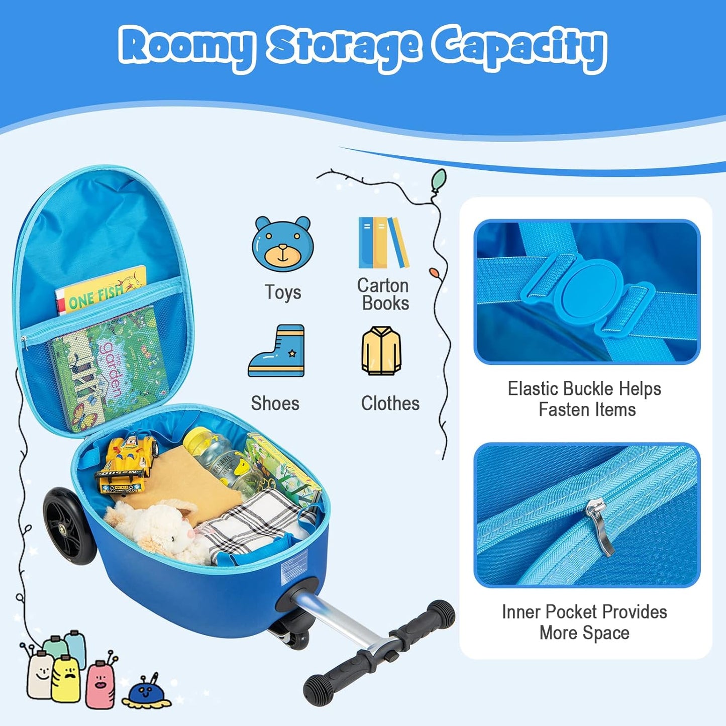AA OUT OF STOCK Children’s 2-in-1 Ride-On Scooter Suitcase with LED Wheels