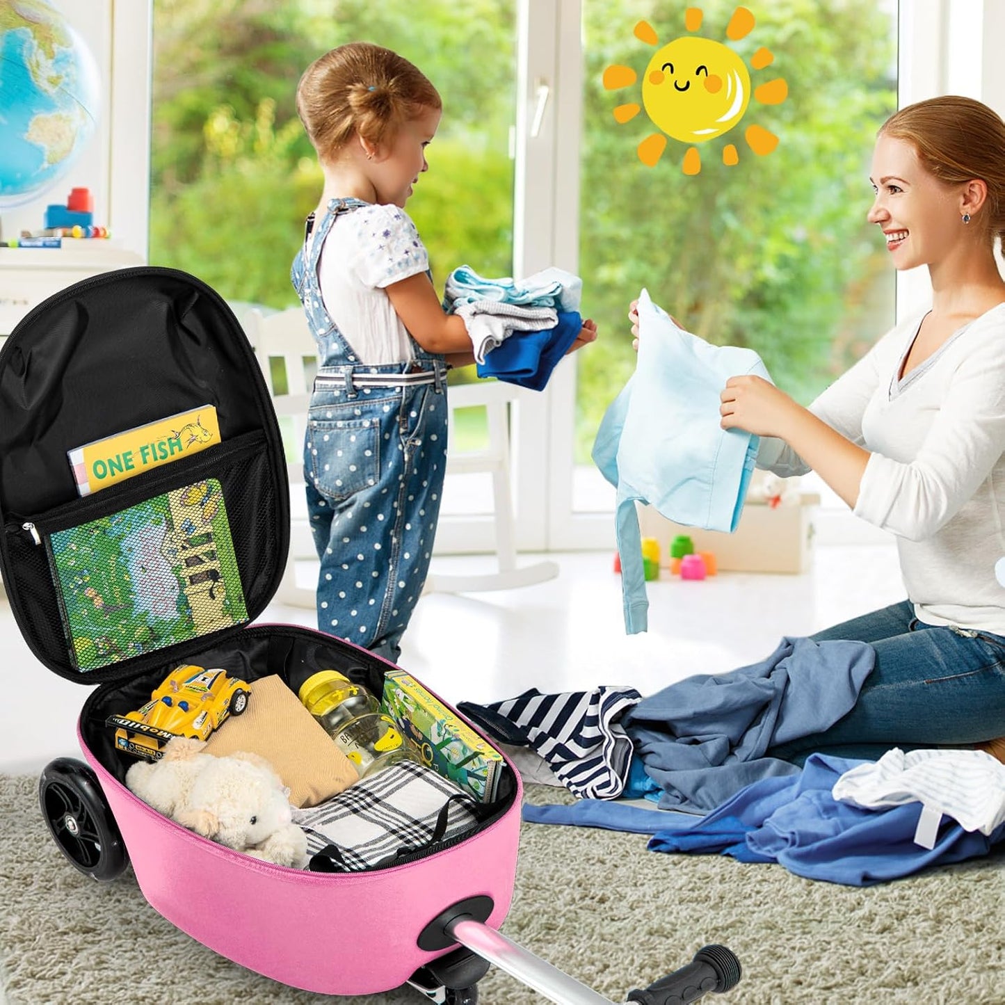 AA OUT OF STOCK Children’s 2-in-1 Ride-On Scooter Suitcase with LED Wheels