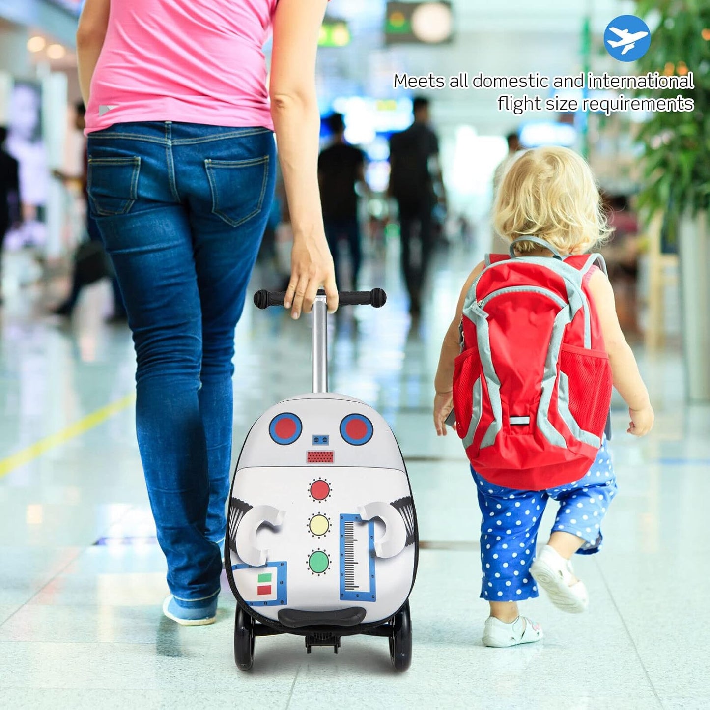 AA OUT OF STOCK Children’s 2-in-1 Ride-On Scooter Suitcase with LED Wheels