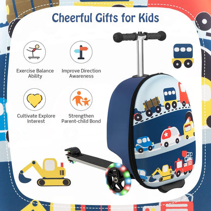 AA OUT OF STOCK Children’s 2-in-1 Ride-On Scooter Suitcase with LED Wheels