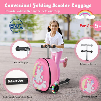 AA OUT OF STOCK Children’s 2-in-1 Ride-On Scooter Suitcase with LED Wheels