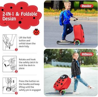 AA OUT OF STOCK Children’s 2-in-1 Ride-On Scooter Suitcase with LED Wheels