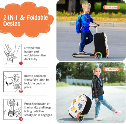 AA OUT OF STOCK Children’s 2-in-1 Ride-On Scooter Suitcase with LED Wheels
