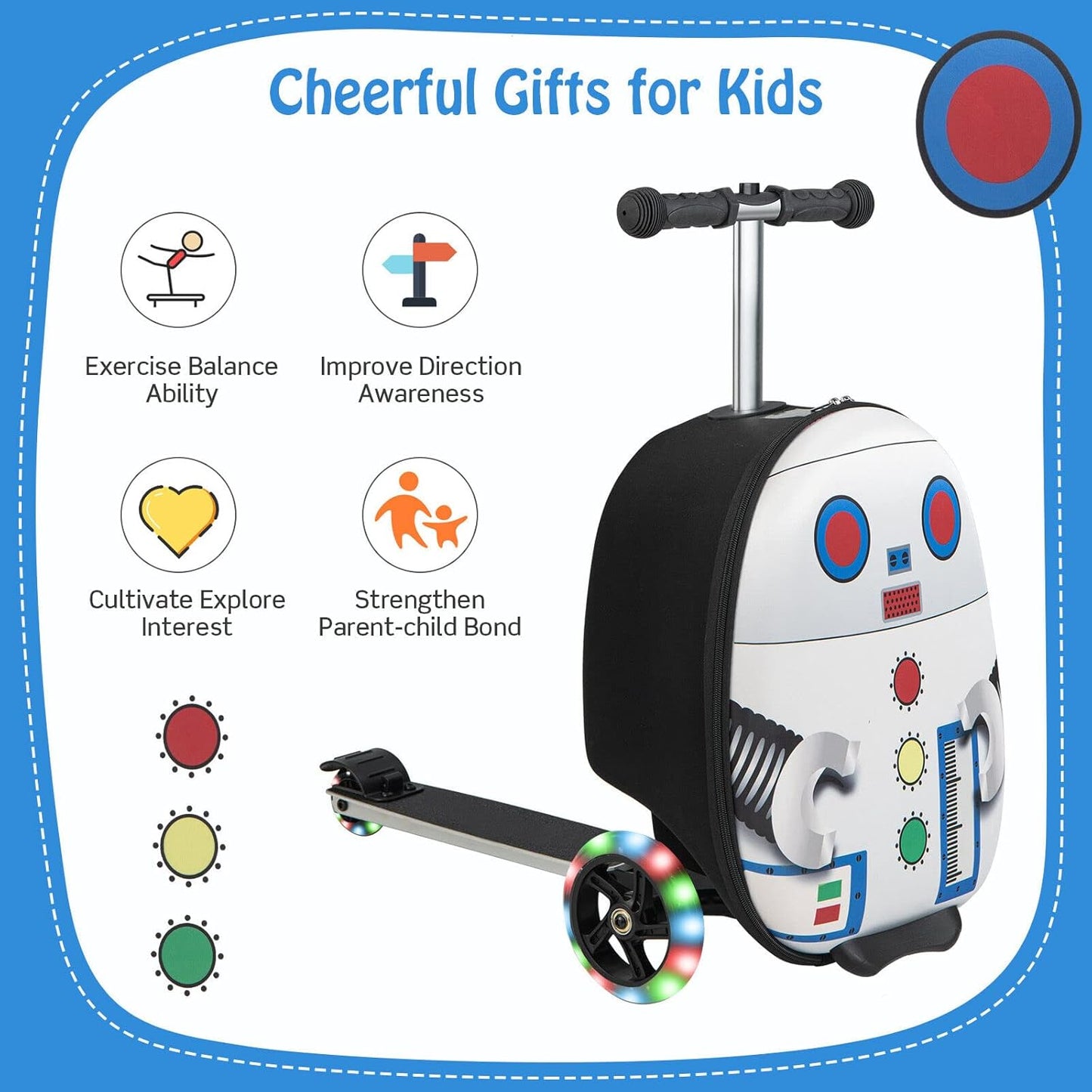AA OUT OF STOCK Children’s 2-in-1 Ride-On Scooter Suitcase with LED Wheels