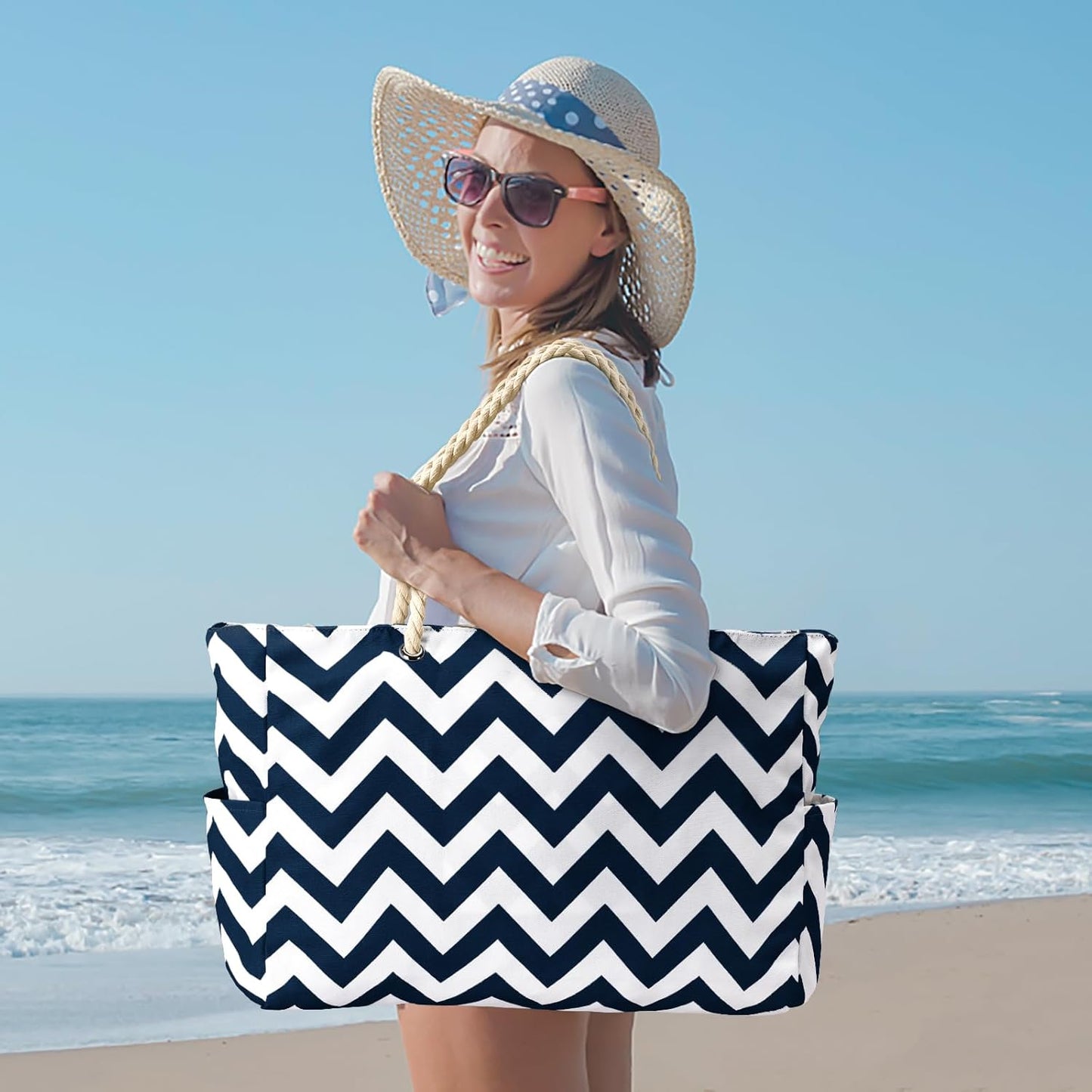 Waterproof Large Tote with Zipped Storage for Work & Play