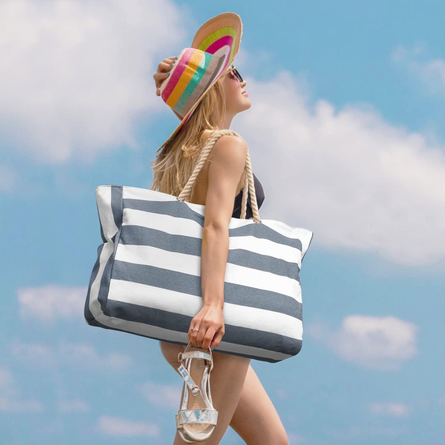 Waterproof Large Tote with Zipped Storage for Work & Play