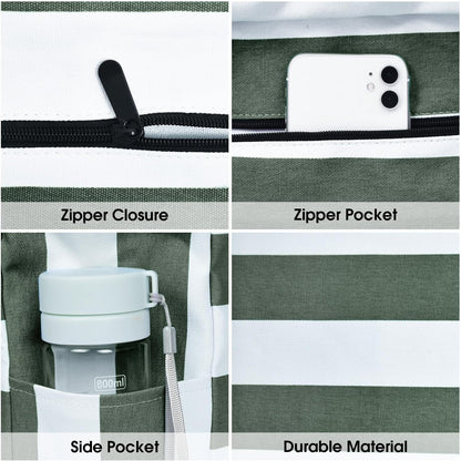 Waterproof Large Tote with Zipped Storage for Work & Play