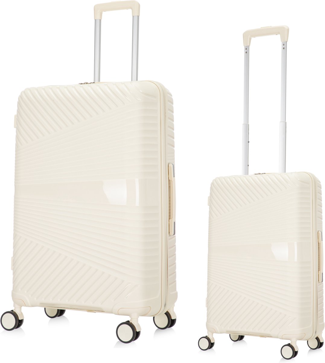 2-piece hard shell suitcase set – Valencia-White-2x S (39 L)-The Livary