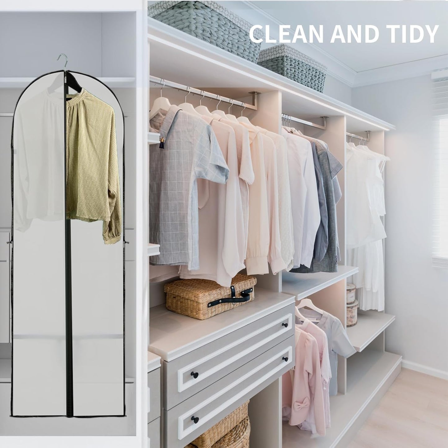 Long Garment Storage Cover – 70.87in Dress Bag with Zipper & Window (Buy 1, Get 1 FREE)