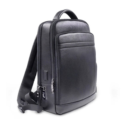Premium Leather Backpack with Fingerprint Lock – Men’s Anti-Theft Backpack
