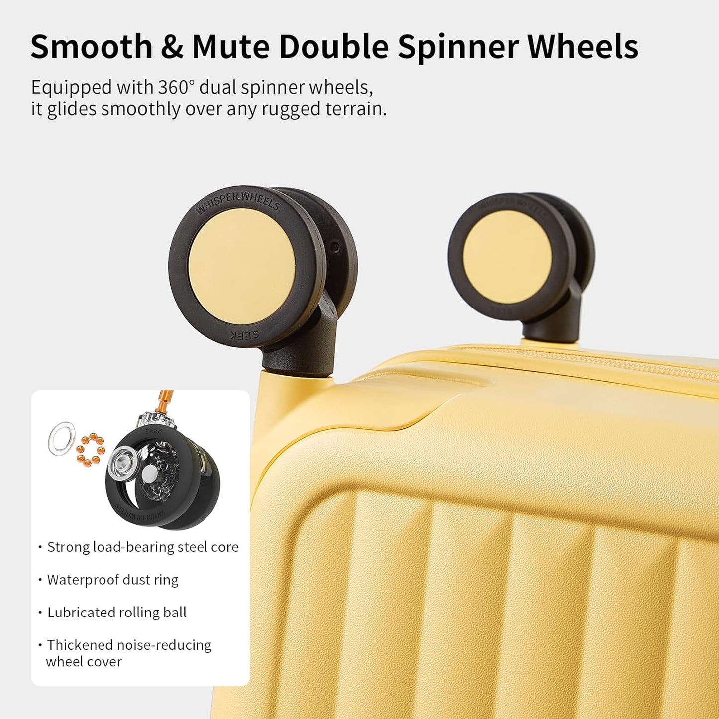 Large Hard-Shell Checked Suitcase with 8 Spinner Wheels