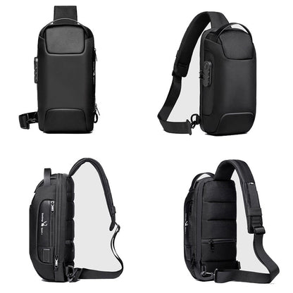 Compact Water-Resistant Crossbody Bag for Men – Anti-Theft with USB Charging
