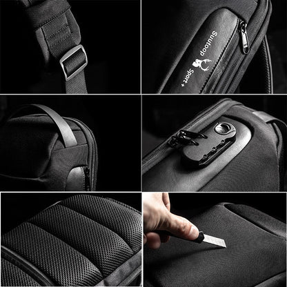 Compact Water-Resistant Crossbody Bag for Men – Anti-Theft with USB Charging