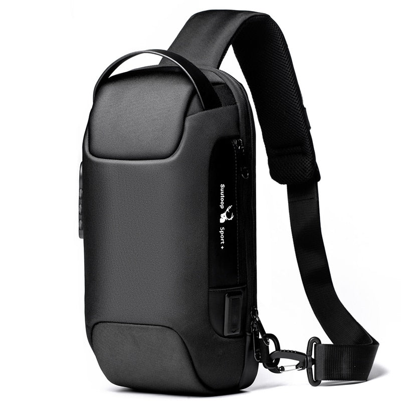 Compact Water-Resistant Crossbody Bag for Men – Anti-Theft with USB Charging