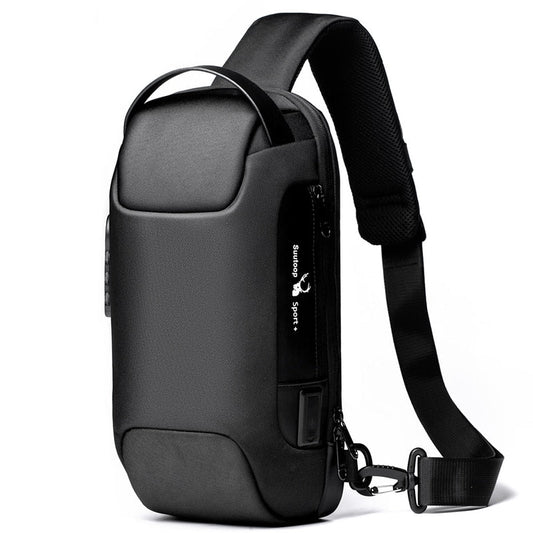 Compact Water-Resistant Crossbody Bag for Men – Anti-Theft with USB Charging