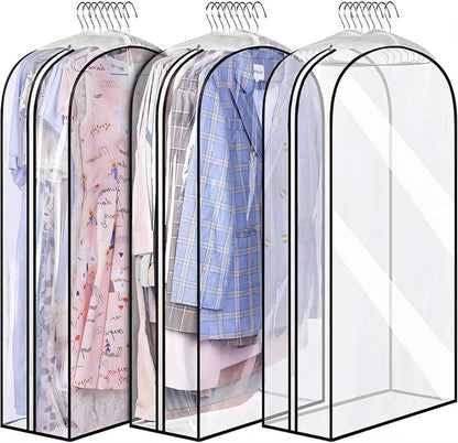 Clear Gusseted Garment Covers – 3-Pack Storage Bags with Side Zipper (Buy 1, Take 1 FREE)