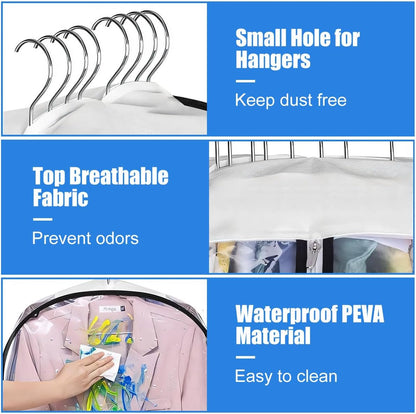 Clear Gusseted Garment Covers – 3-Pack Storage Bags with Side Zipper (Buy 1, Take 1 FREE)