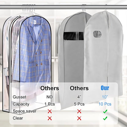 Clear Gusseted Garment Covers – 3-Pack Storage Bags with Side Zipper (Buy 1, Take 1 FREE)