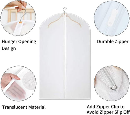 Clear PEVA Garment Storage Bags – 12 Pack Dustproof Clothes Protectors – 1+1 FREE