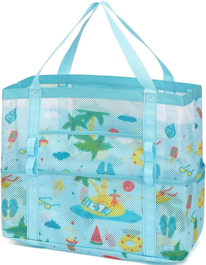Buy 1, Get 1 FREE – Extra Large Clear Mesh Beach Tote with 8 Pockets – ClearWave