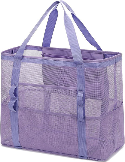 Buy 1, Get 1 FREE – Extra Large Clear Mesh Beach Tote with 8 Pockets – ClearWave