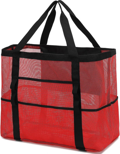 Buy 1, Get 1 FREE – Extra Large Clear Mesh Beach Tote with 8 Pockets – ClearWave