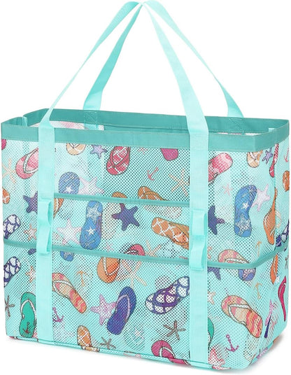 Buy 1, Get 1 FREE – Extra Large Clear Mesh Beach Tote with 8 Pockets – ClearWave