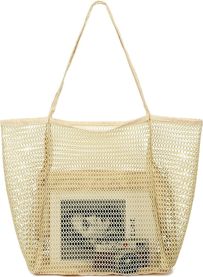 Buy 1, Get 1 FREE – Extra Large Clear Mesh Beach Tote with 8 Pockets – ClearWave