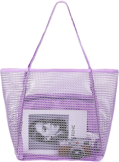 Buy 1, Get 1 FREE – Extra Large Clear Mesh Beach Tote with 8 Pockets – ClearWave