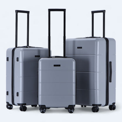 3-piece hard shell luggage set – Atlas Explorer-Gray-S (38 L)-The Livary