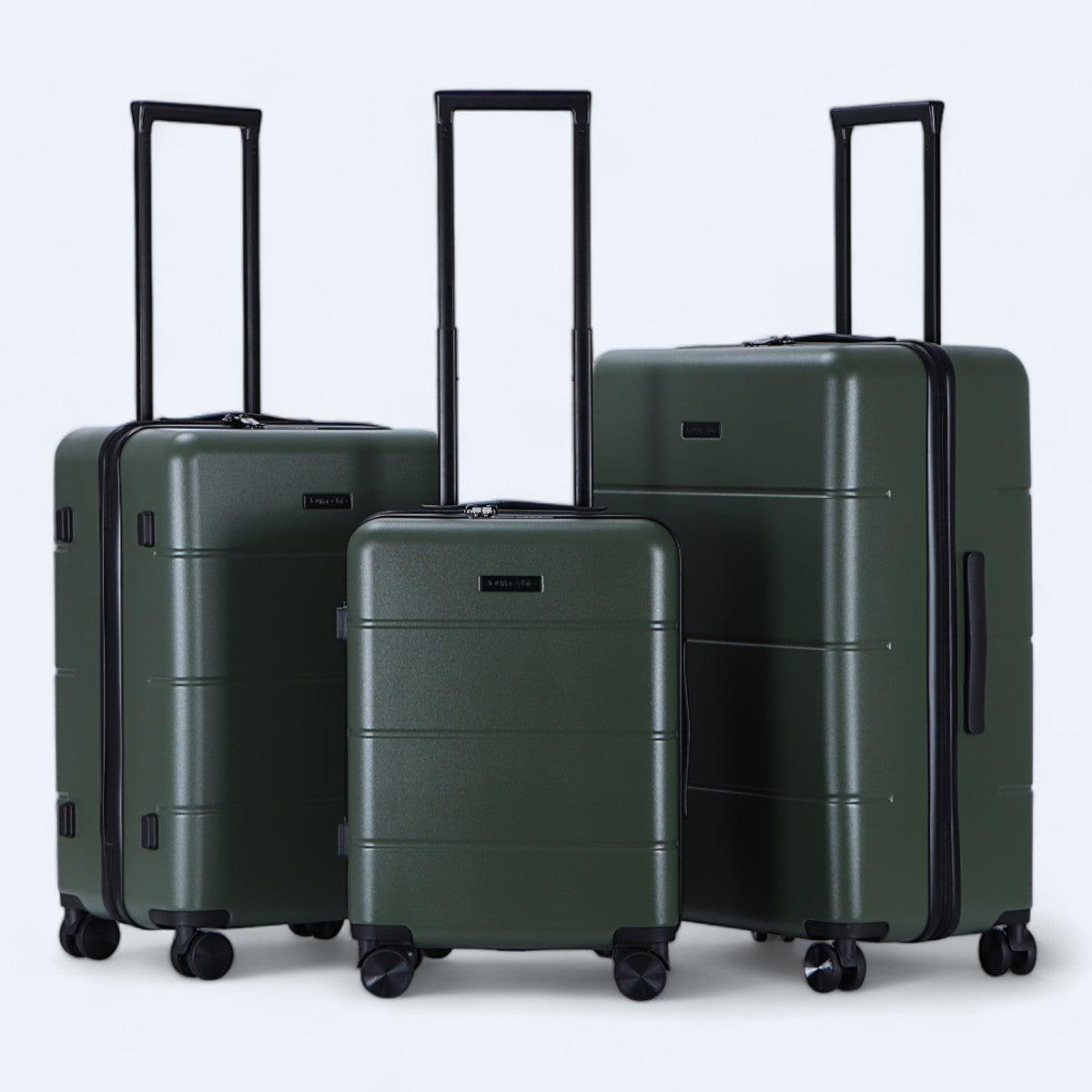 3-piece hard shell luggage set – Atlas Explorer-Green-S (38 L)-The Livary