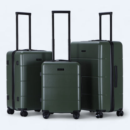 3-piece hard shell luggage set – Atlas Explorer-Green-S (38 L)-The Livary
