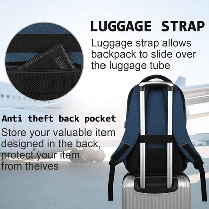 Slim Anti-Theft Laptop Backpack with USB Charging Port