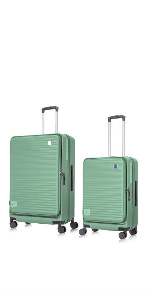 2-piece hard-shell suitcase set with laptop compartment – Berlin-Light green-The Livary