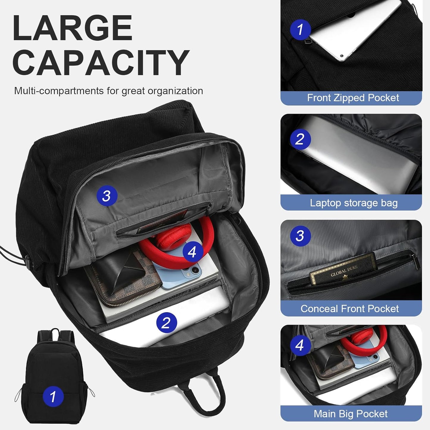 Lightweight Water-Resistant Laptop & Travel Backpack with Organised Compartments
