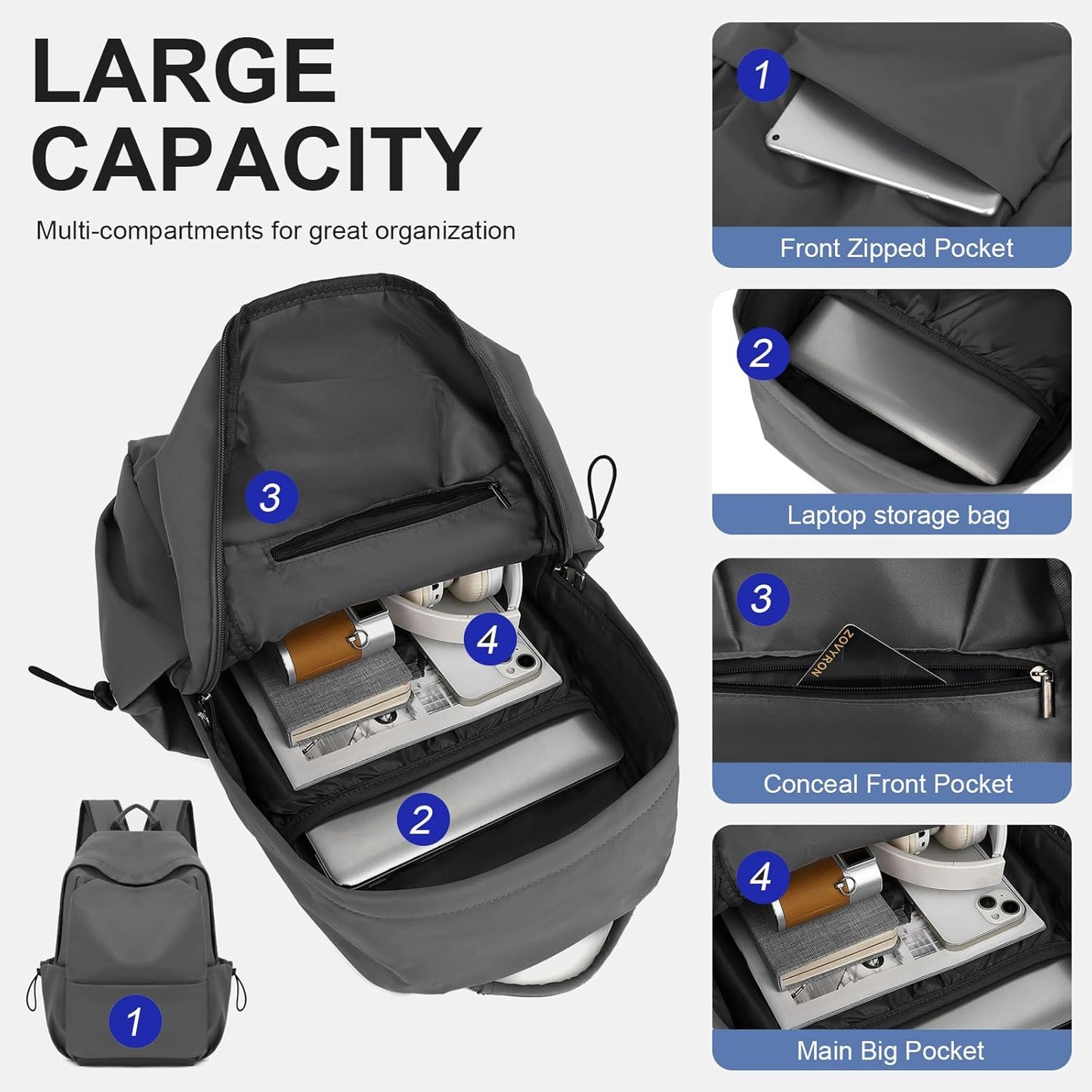 Lightweight Water-Resistant Laptop Backpack with Multi-Pockets – 15.6” TravelPro Series