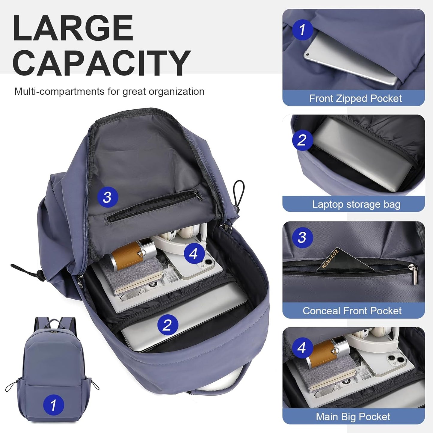 Lightweight Water-Resistant Laptop Backpack with Multi-Pockets – 15.6” TravelPro Series