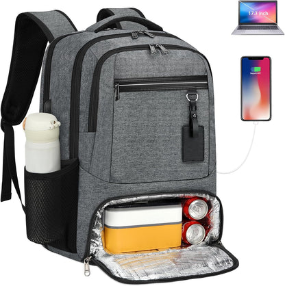 Waterproof Laptop & Lunch Backpack with USB Port – Multi-Compartment Travel Bag