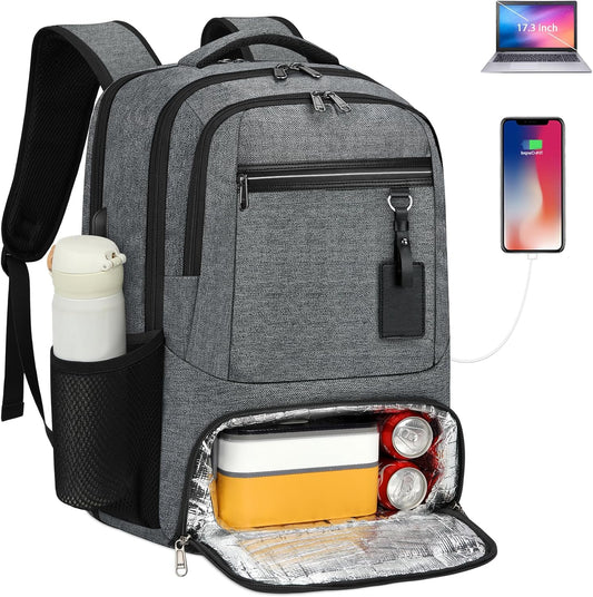 Waterproof Laptop & Lunch Backpack with USB Port – Multi-Compartment Travel Bag