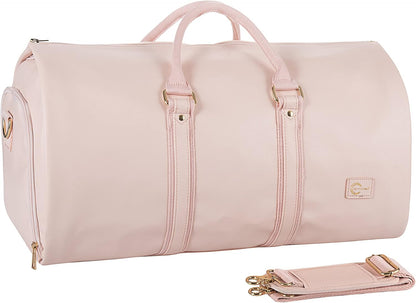 Convertible PU Leather Garment Duffel – Carry-On Weekender Suit Travel Bag
