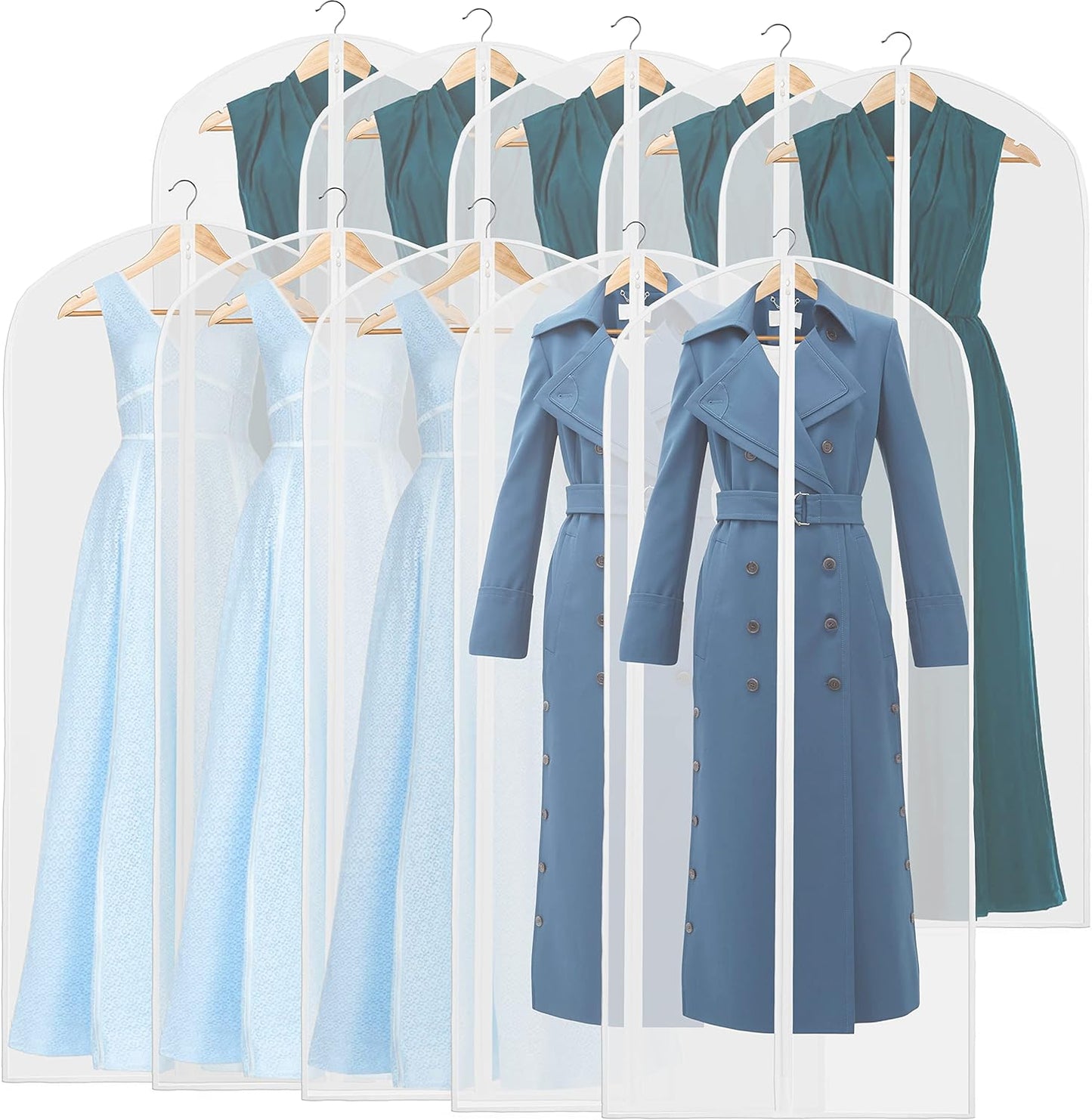 Clear Full-Length Garment Covers – 10-Pack Suit & Dress Storage Bags (Buy 1, Get 1 FREE)