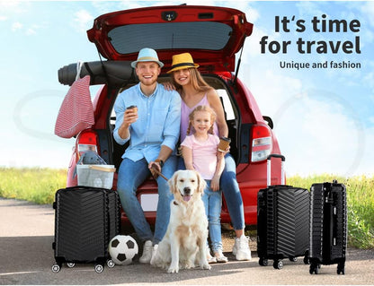 Compact & Hard-Shell Carry-On Suitcase with 360° Spinner Wheels – Black