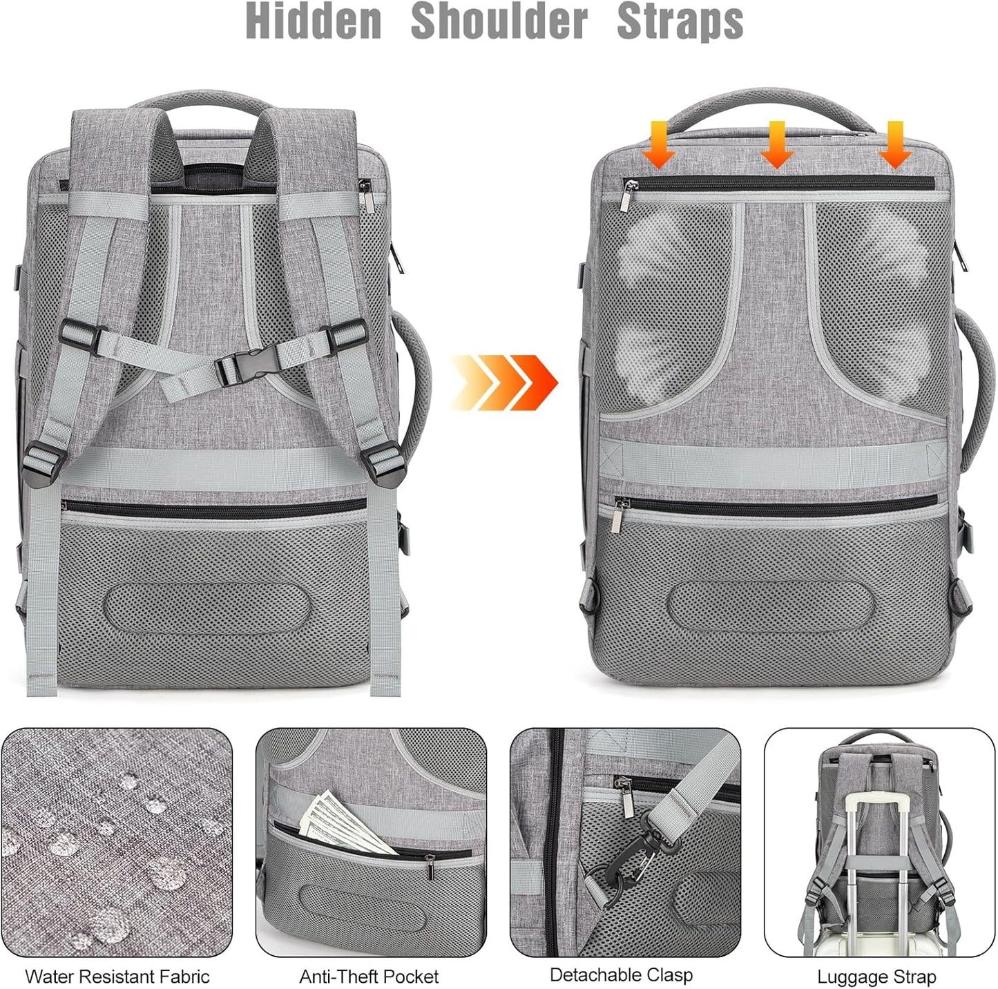 40L Water-Resistant Travel Laptop Backpack with USB Port & Anti-Theft Lock – AeroPack