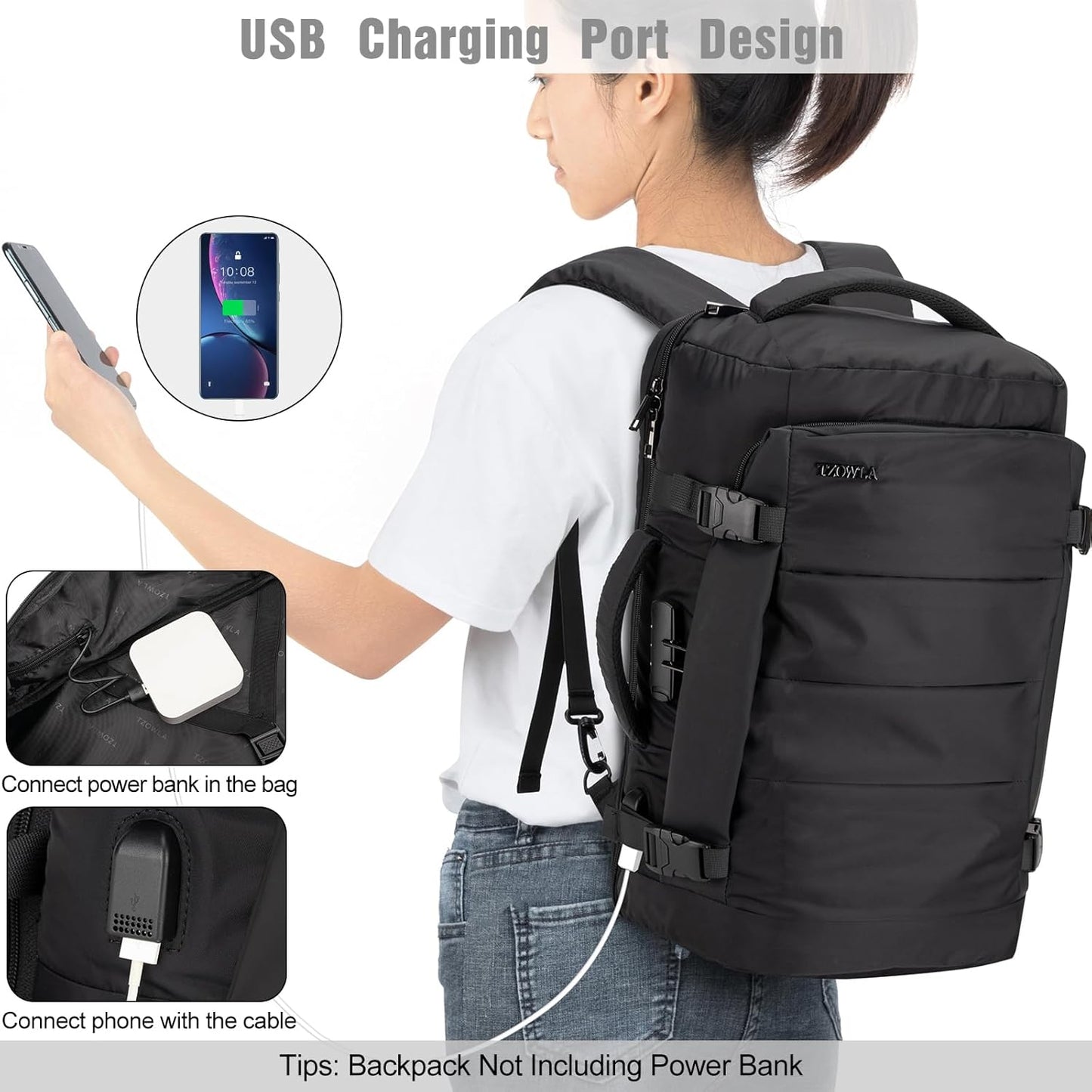 40L Water-Resistant Travel Laptop Backpack with USB Port & Anti-Theft Lock – AeroPack