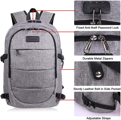 Extra Large Anti-Theft Laptop & Travel Backpack with USB Port – 30–50L