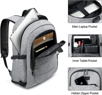 Extra Large Anti-Theft Laptop & Travel Backpack with USB Port – 30–50L