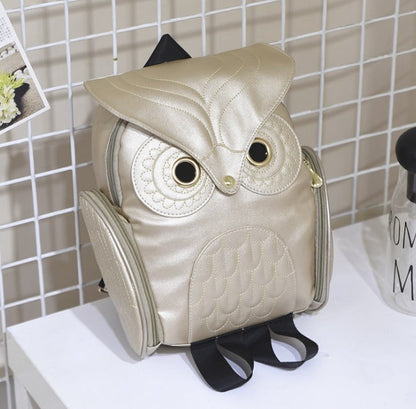PU Leather Owl Print Backpack for Women – Multi-Pocket Design