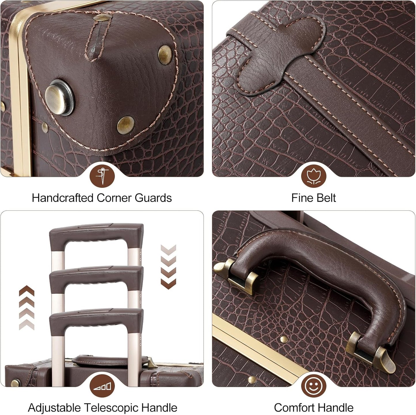 AA OUT OF STOCK 2-Piece Vintage-Inspired Luggage Set with Spinner Wheels and Protective Cover