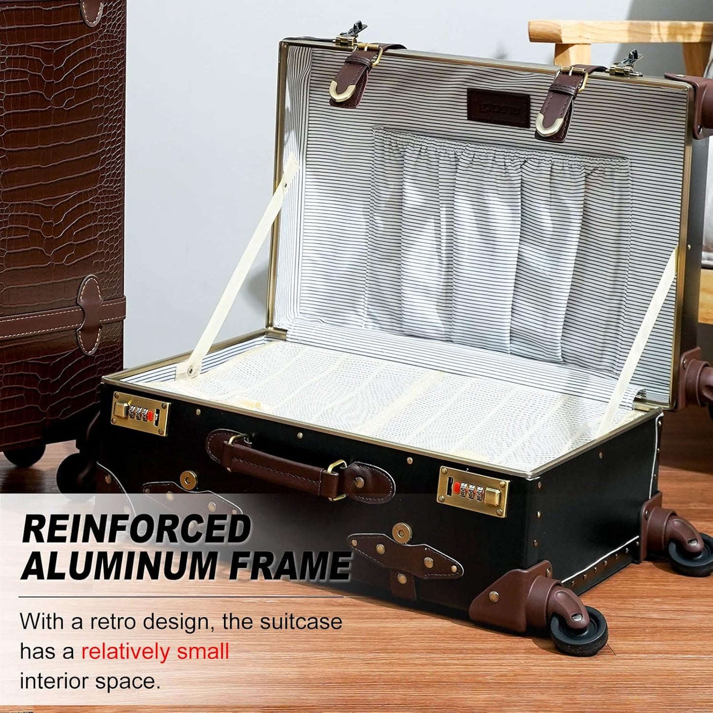 AA OUT OF STOCK 2-Piece Vintage-Inspired Luggage Set with Spinner Wheels and Protective Cover