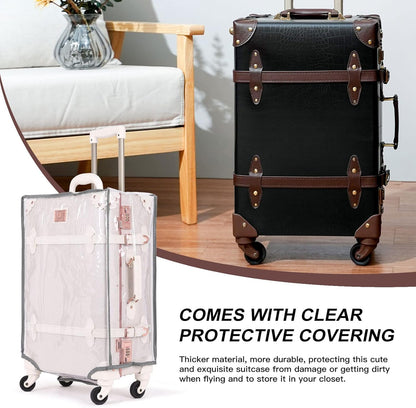AA OUT OF STOCK 2-Piece Vintage-Inspired Luggage Set with Spinner Wheels and Protective Cover
